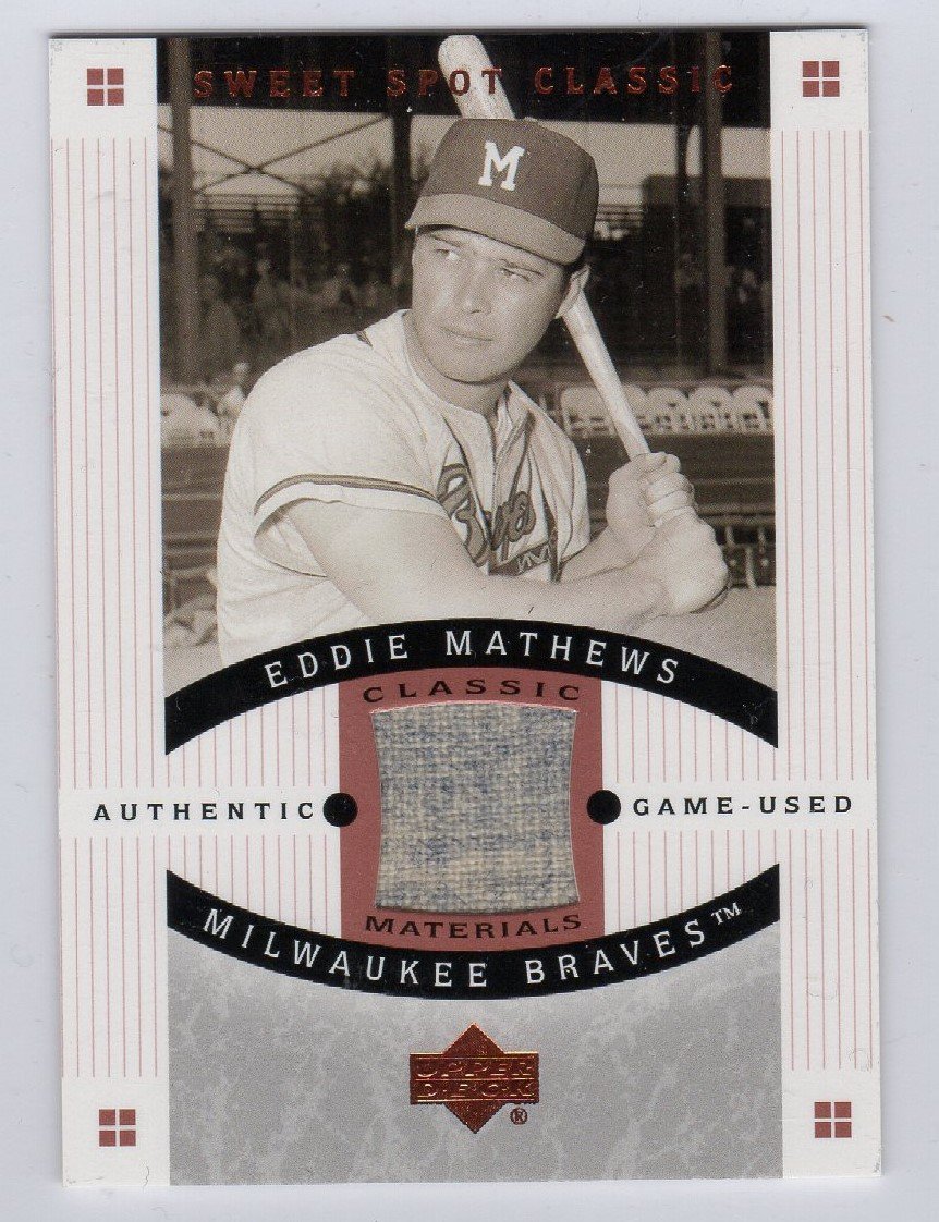 Eddie Mathews HOF 2005 UD Sweet Spot Classic Materials Authentic Jersey ...