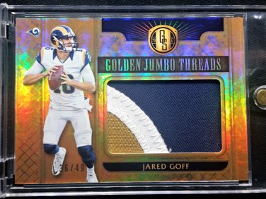 JARED GOFF /49 3-Color Patch 2017 Panini Gold Standard Jumbo Threads LOS ANGELES RAMS