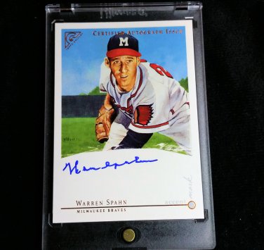 Warren Spahn Auto 2003 Topps Gallery Certified Autograph Issue Braves HOF
