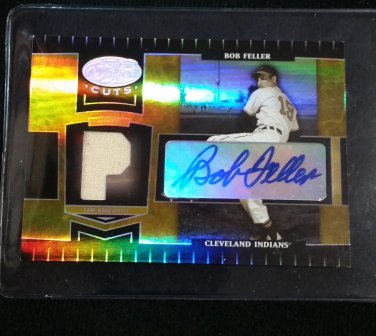 Bob Feller Auto /50 Leaf Certified Cuts Autographed Jersey #229 Indians, HOF