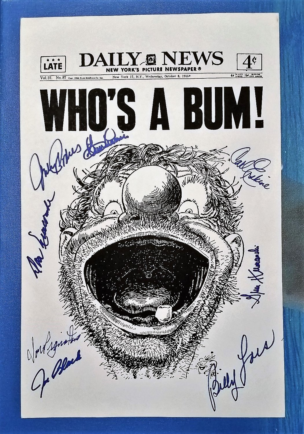 Brooklym Dodgers Multi-signed Who's A Bum! Print 11x17 Newcombe, Podres, Loes
