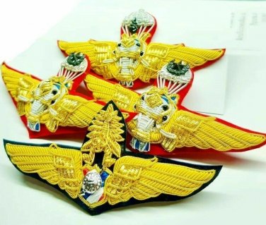 3Wings Thai Army Airborne Freefaller Parachutist, 1 Master Pilot Police Handmade