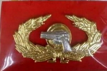 Royal Thai Army 3rd Class infantry Pistol Badge Royal Thai infantry Pistol Metal