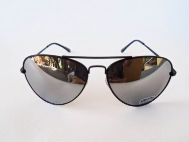 Brand New Mens Oval Sunglasses, Glasses, With Mirror Lens and Black Frames