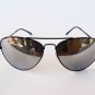 Brand New Mens Oval Sunglasses, Glasses, With Mirror Lens and Black Frames