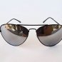 Brand New Mens Oval Sunglasses, Glasses, With Mirror Lens and Black Frames