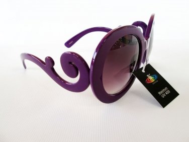 New Designer Style High Fashion Oversized Purple Sunglasses with Swirl Frame
