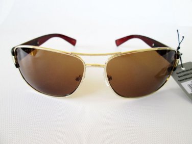 New Aviator Brown Sunglasses Brown Lens and Brown and Gold Plastic, Metal Frames