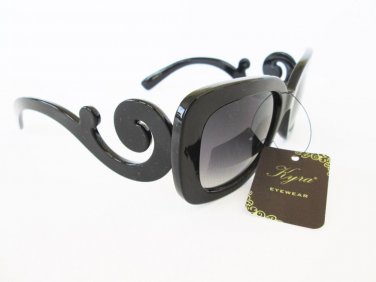 New High Fashion Designer Style Black Sunglasses with Swirl Frames For Women