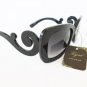 New High Fashion Designer Style Black Sunglasses with Swirl Frames For Women