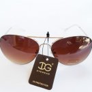 Women's Aviator Oval , Round Shaped Sunglasses With Black, or Brown Lens