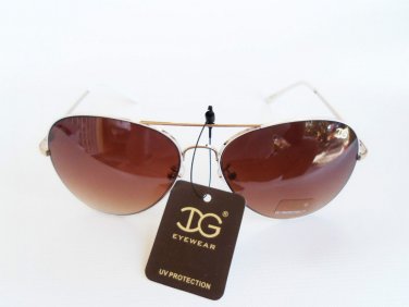 Women's Aviator Oval , Round Shaped Sunglasses With Black, or Brown Lens
