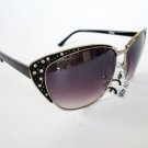 Black Lens Vintage Style Butterfly Shaped Sunglasses With Rhinestones For Women