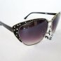 Black Lens Vintage Style Butterfly Shaped Sunglasses With Rhinestones For Women