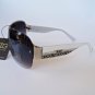 Women's Shield Sunglasses With Dark Lens and Black White Frames