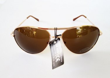 Sunglasses with Gold Metal Frames and Brown Lens For Men and Women