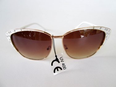 Cat Eye, Butterfly Sunglasses with Brown, Black Lens and Rhinestones for Women
