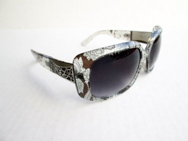 Women's Square Shaped Sunglasses With Black Brown Lens and Plastic Metal Frames