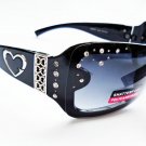 New High Fashion Designer Style Oval Black Brown Sunglasses With Rhinestones