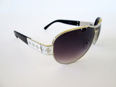 Brand New Designer Inspired Unisex Sunglasses with Black Lens and White Frames