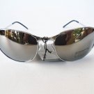Silver Oval Aviator Men's Sunglasses With Mirror Lens and Silver Metal Frames