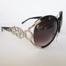 Women's Brand New Stylish Sunglasses With Brown Black Lens and Metal Frames