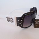 High Fashion Womens Sunglasses With Rhinestones and White Frames