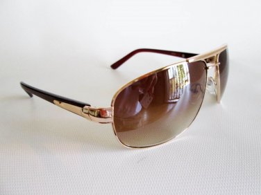 Good Brown Lens Men's Aviator Sunglasses With Gold Metal and Plastic Frames