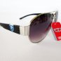 Designer Inspired Oval Round Sunglasses With Black and White Frames For Women