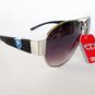 Designer Inspired Oval Round Sunglasses With Black and White Frames For Women