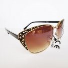 Retro Vintage High Fashion Cat Eye Brown Sunglasses With Rhinestones For Women