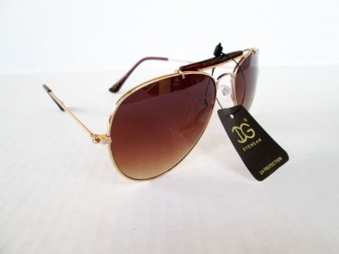 Men's Sunglasses with Black Metal Frames and Brown Lens