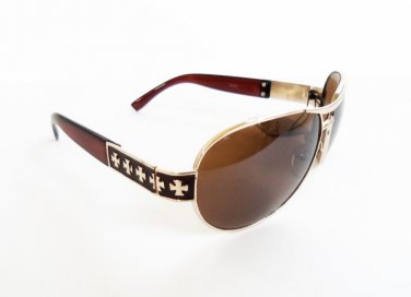 Brand New Brown Aviator Men's Sunglasses With Designer Inspired Metal Frames