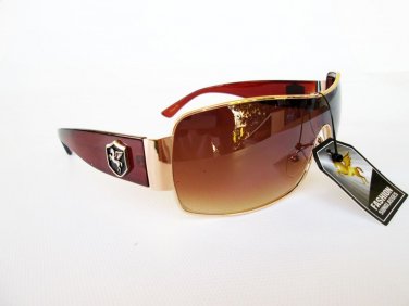 Designer Inspired Brand New Style Men's Brown Shield Sunglasses and Shades