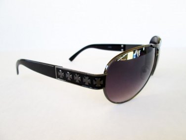 Black Aviator Men's Sunglasses, Shades With Designer Inspired Metal Frames