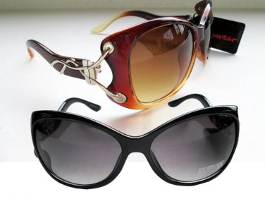 Cat Eye Black and Brown Women Sunglasses 2 Pairs High Fashion Eyewear and Shades