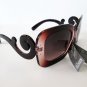 High Fashion Women's Sunglasses with Swirl Frames and Black and Brown Lens