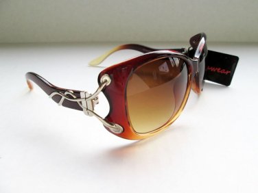 Women's Cat Eye, Butterfly Shaped Sunglasses With Black and Brown Lens
