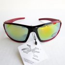 Mens Sporty Sunglasses With Mirror Lens and Blue, Red, Orange and Red Frames
