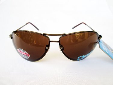 Brand New Men's Pilot Oval Shaped Sunglasses With Brown Lens and Metal Frames