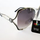 Brand New Ladies High Fashion Oval Sunglasses With Black Lens Metal Frames