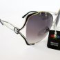 Brand New Ladies High Fashion Oval Sunglasses With Black Lens Metal Frames