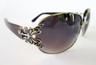 Black Sunglasses With Butterfly Style and Oval Lens With Metal Frames For Women