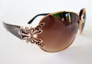 New Style Brown Sunglasses With Butterfly Designed and Oval Lens For Women
