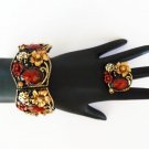 High fashion women's bracelet and ring with rhinestones.