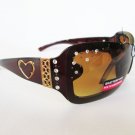 Women's Sunglasses with Rhinestones and Brown Lens and Frames