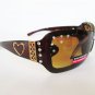 Women's Sunglasses with Rhinestones and Brown Lens and Frames
