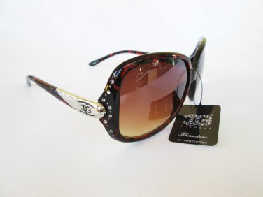 Tortoise Women's Sunglasses With Rhinestones