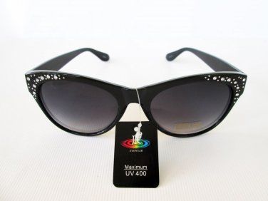New Good Black Cat Eye Women's Sunglasses With Rhinestones For Everyday Use