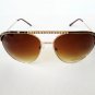 New Women's Aviator Sunglasses With Rhinestones & Gray and Gold Metal Frames